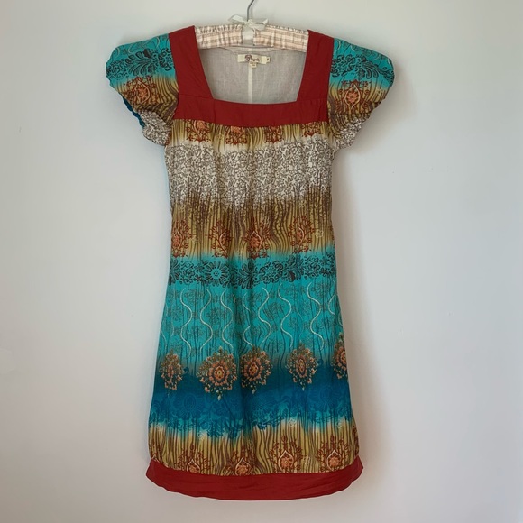 Aryeh Southwest Bohemian Dress Turquoise - Picture 1 of 7